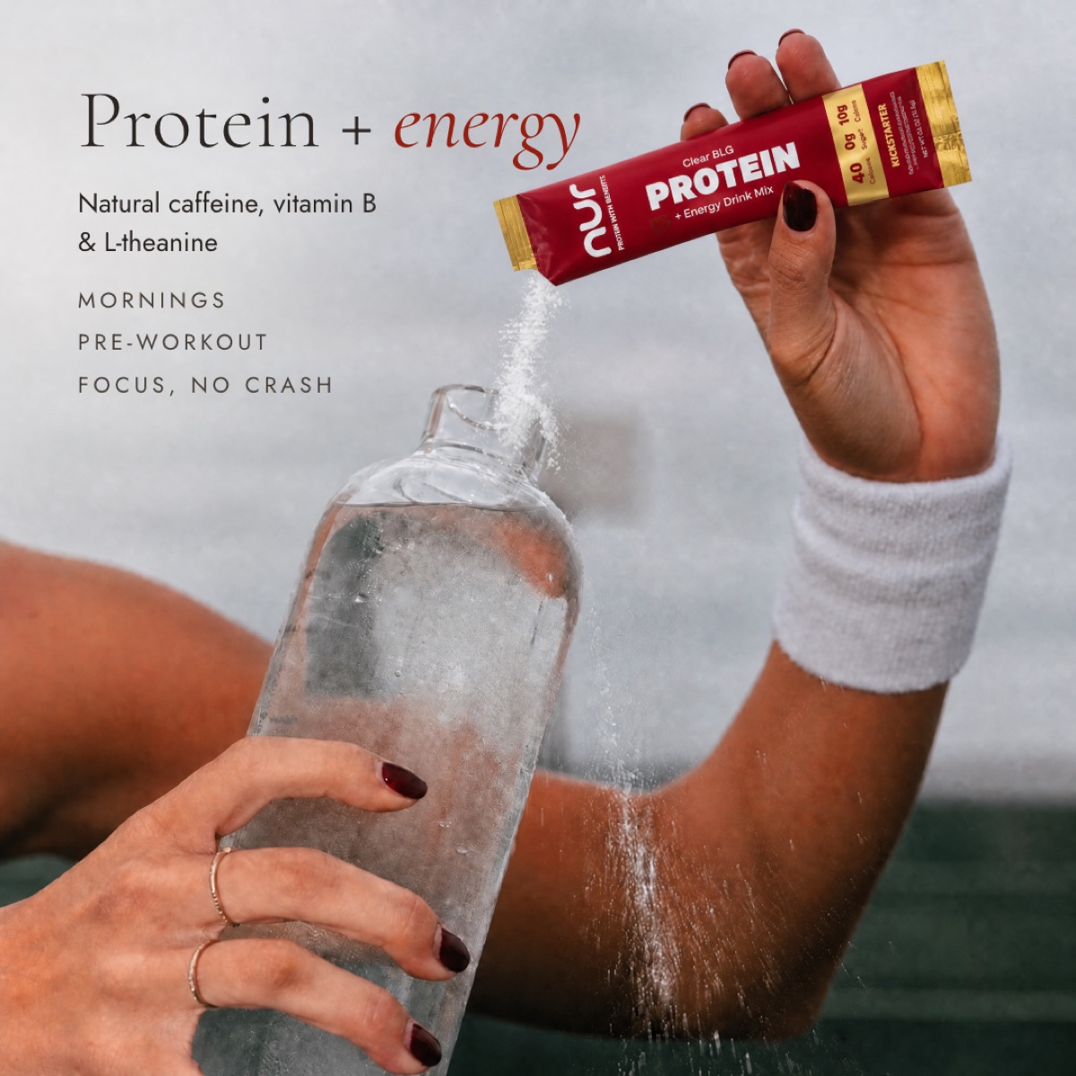 NUR protein plus energy — natural caffeine, vitamin B and L-theanine