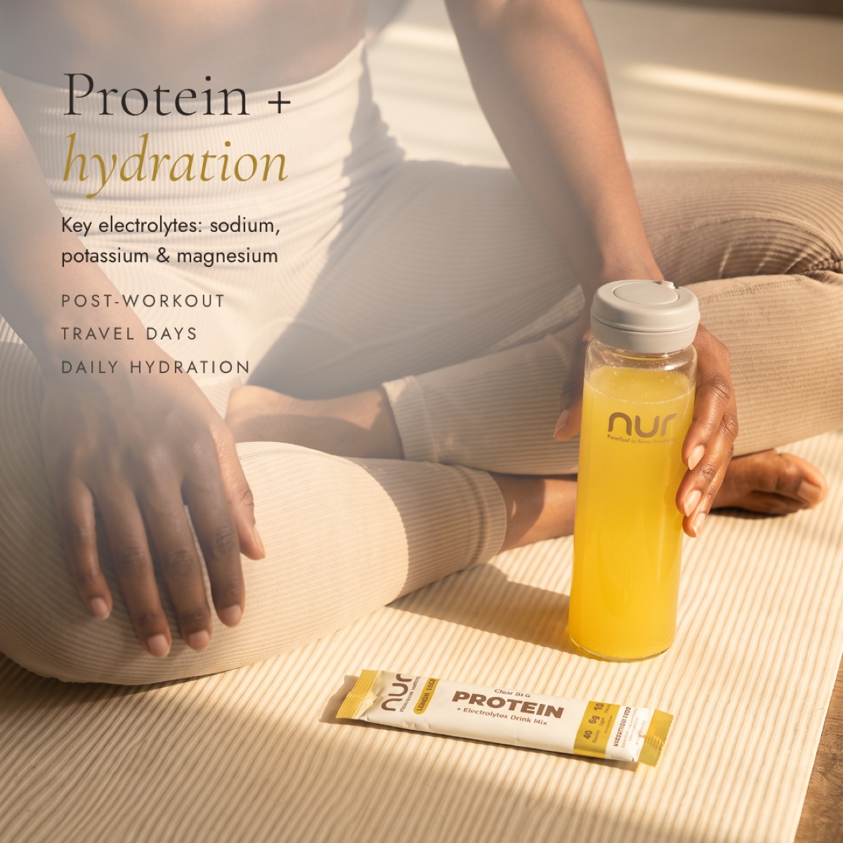 NUR protein plus hydration — key electrolytes sodium, potassium and magnesium